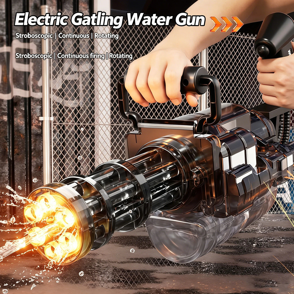 Pistolet à Eau Gatling Électrique – Tir Rafale & Réservoir Sac à Dos