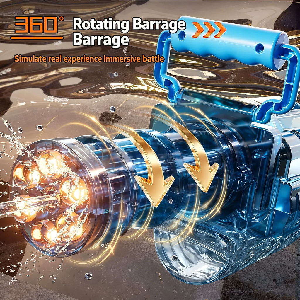 Pistolet à Eau Gatling Électrique – Tir Rafale & Réservoir Sac à Dos