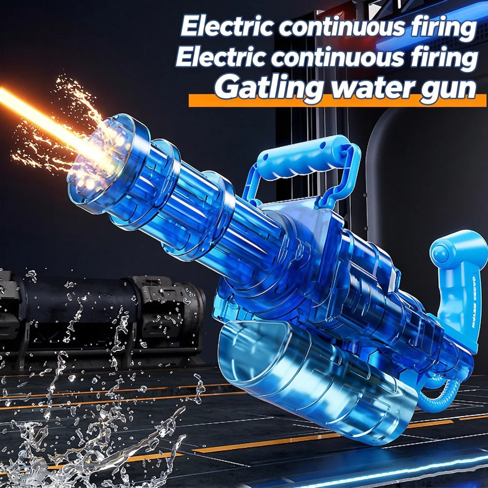 Pistolet à Eau Gatling Électrique – Tir Rafale & Réservoir Sac à Dos