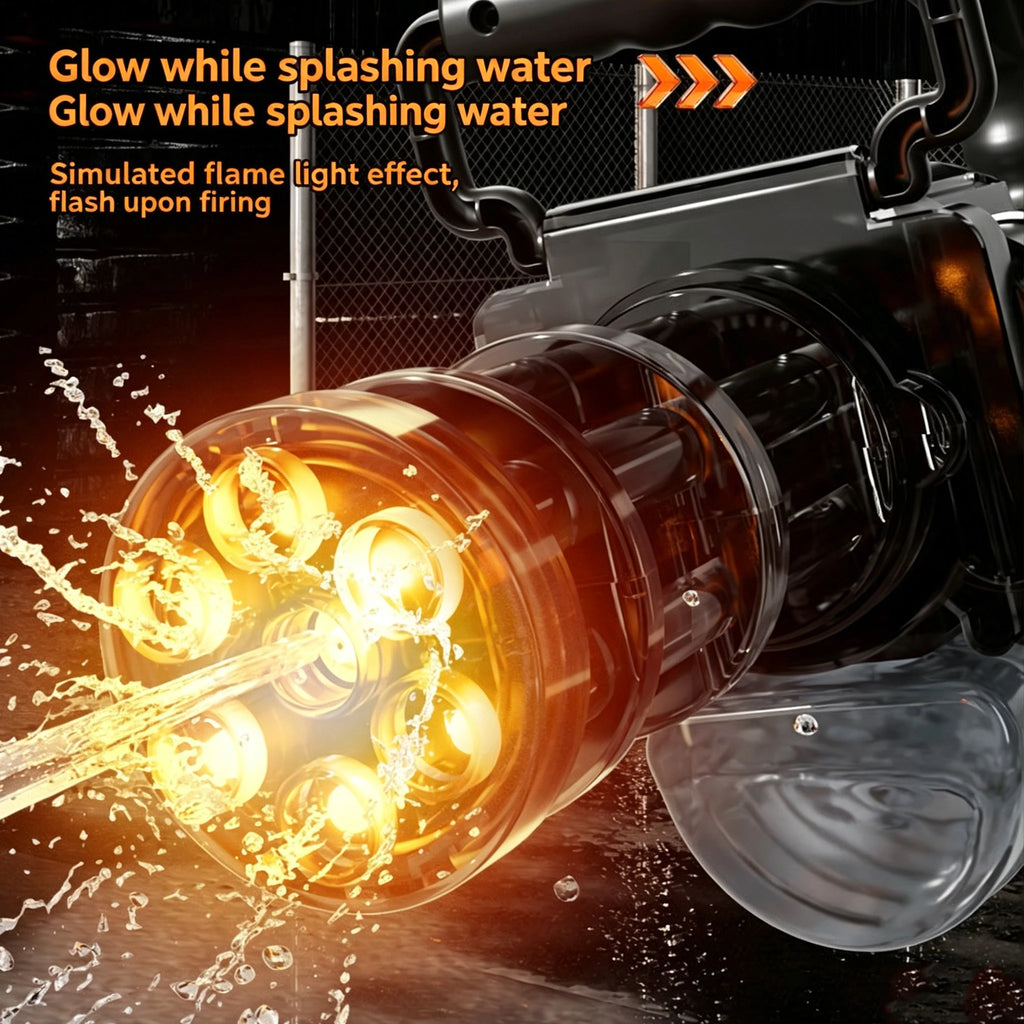 Pistolet à Eau Gatling Électrique – Tir Rafale & Réservoir Sac à Dos