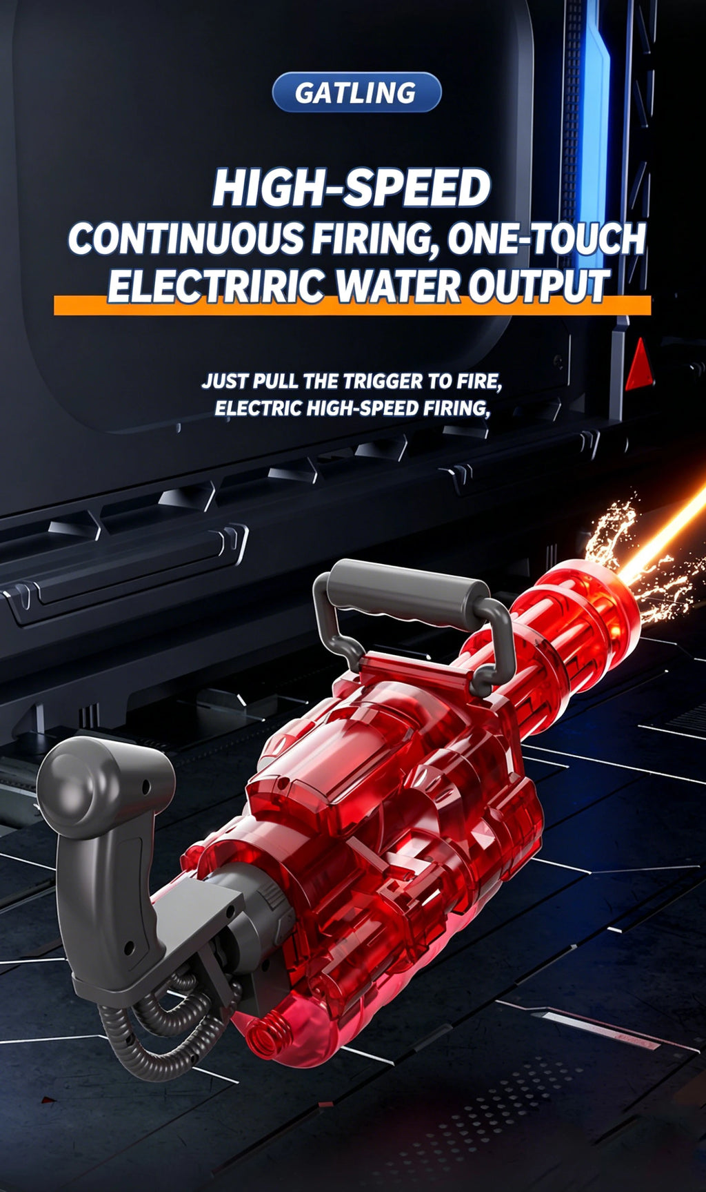 Pistolet à Eau Gatling Électrique – Tir Rafale & Réservoir Sac à Dos